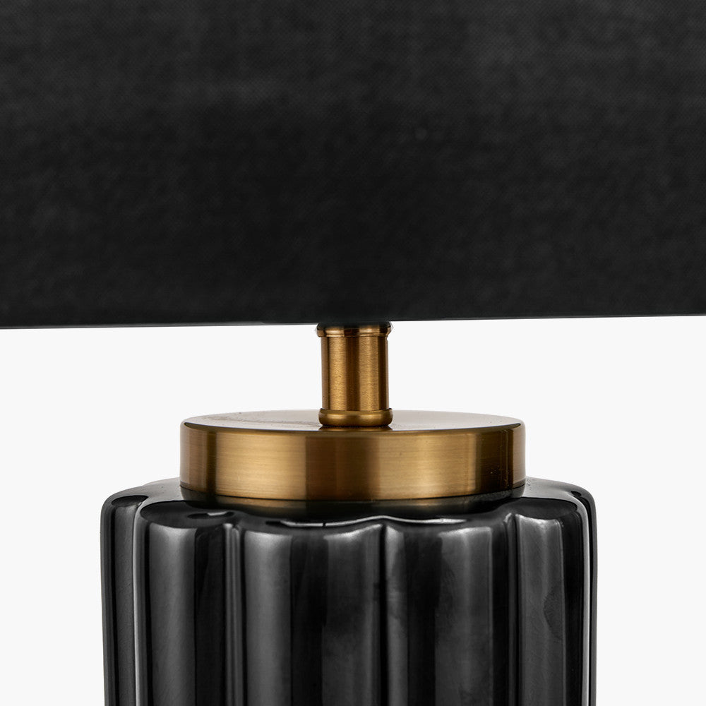 Lushan Black Scalloped Ceramic Table Lamp